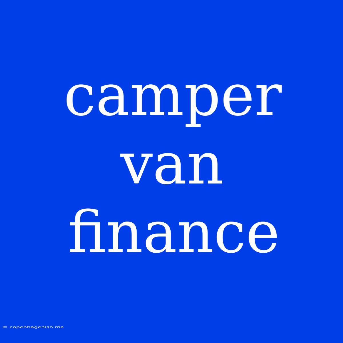 Camper Van Finance