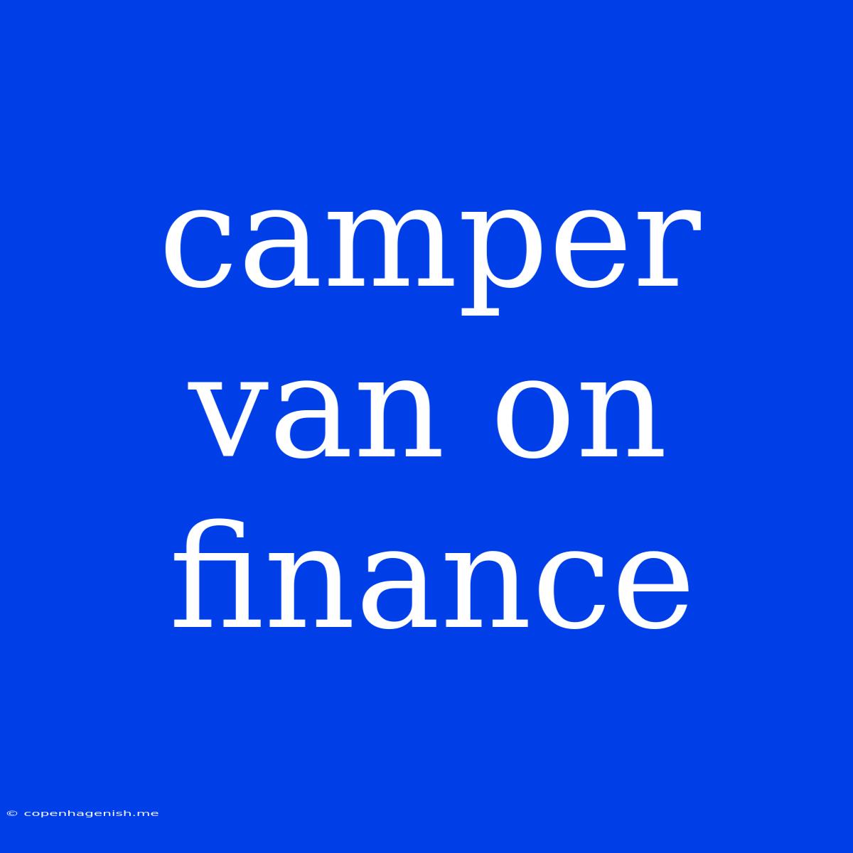 Camper Van On Finance