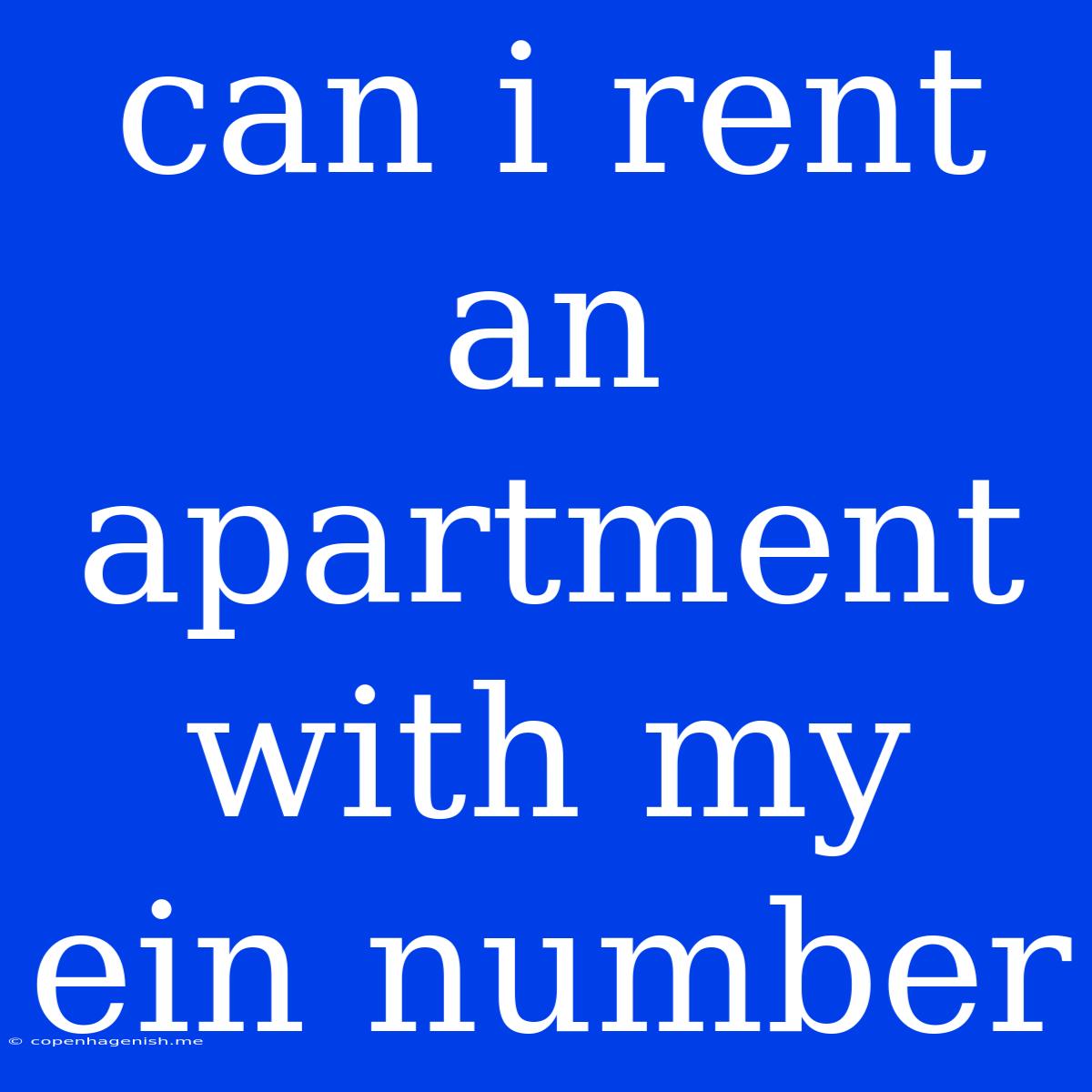 Can I Rent An Apartment With My Ein Number