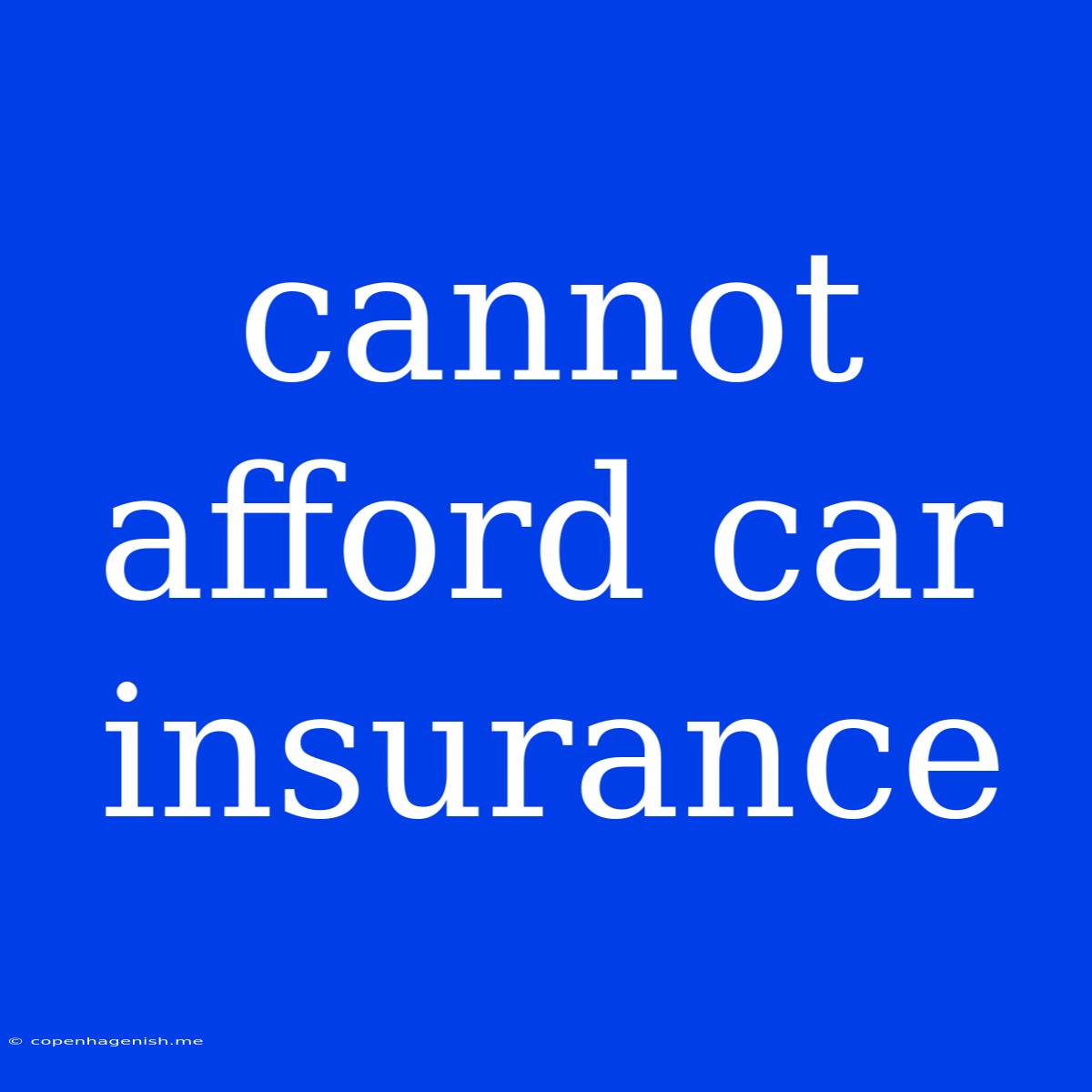 Cannot Afford Car Insurance