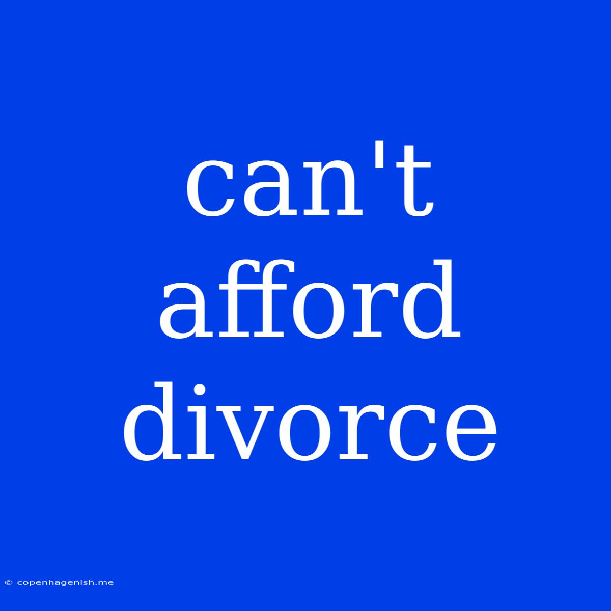 Can't Afford Divorce