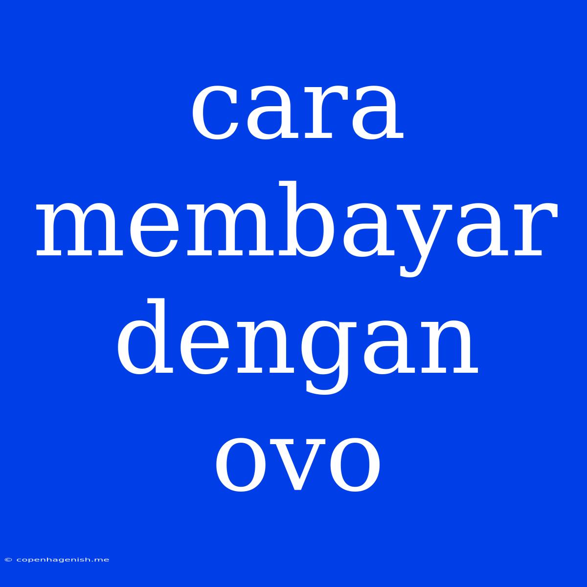 Cara Membayar Dengan Ovo