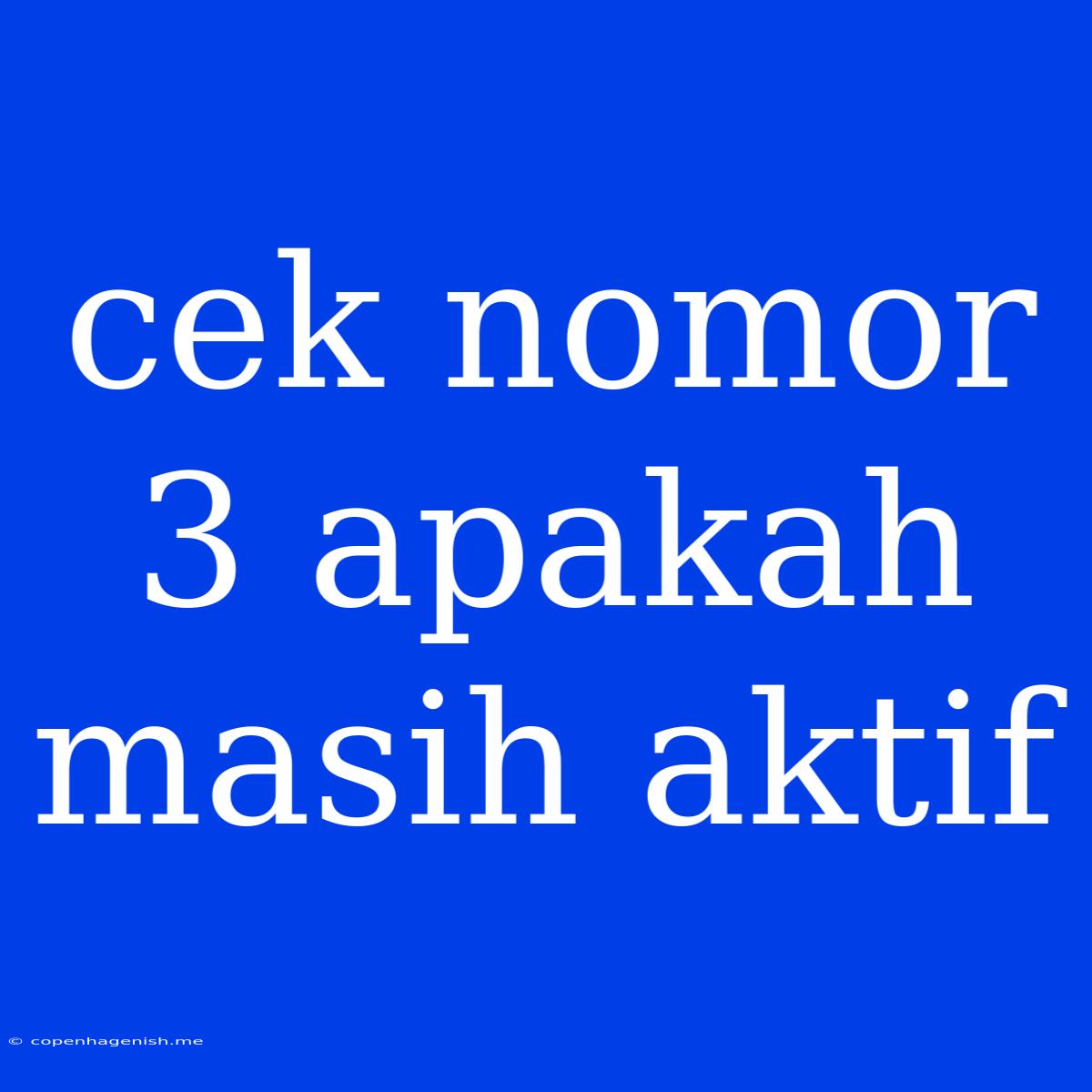 Cek Nomor 3 Apakah Masih Aktif