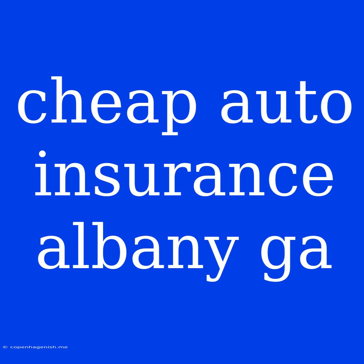 Cheap Auto Insurance Albany Ga