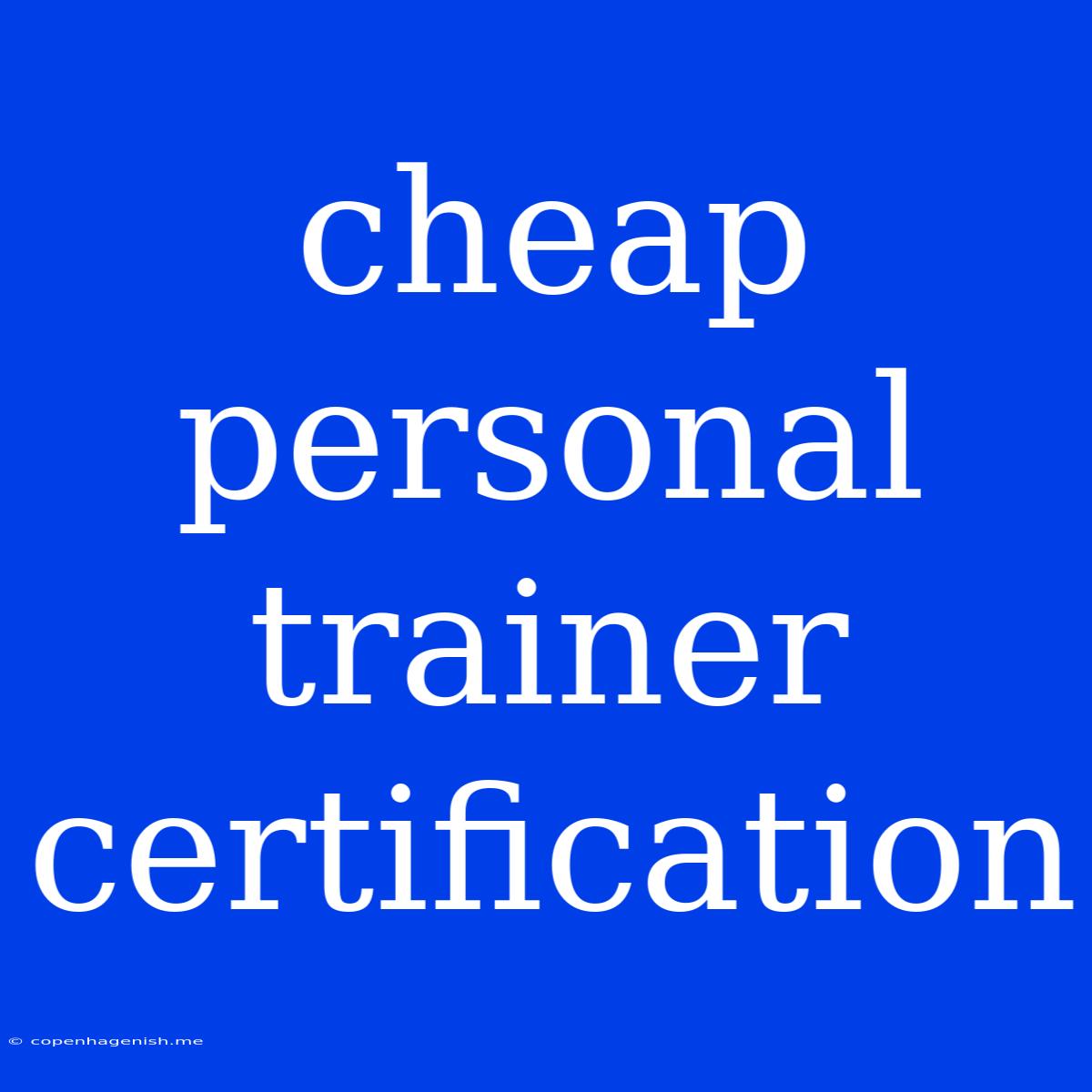 Cheap Personal Trainer Certification