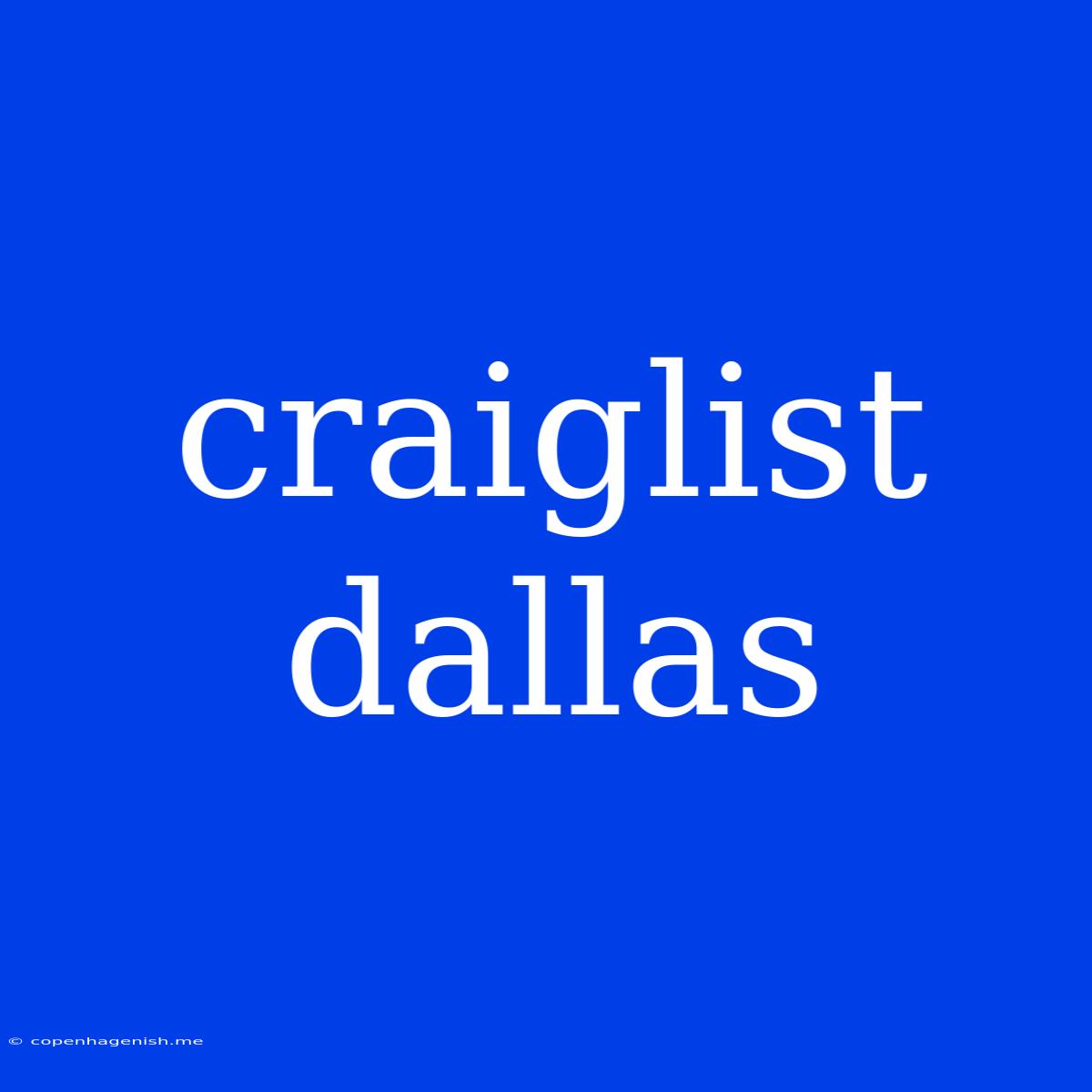 Craiglist Dallas