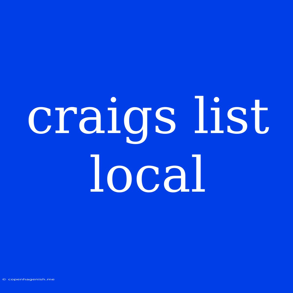 Craigs List Local