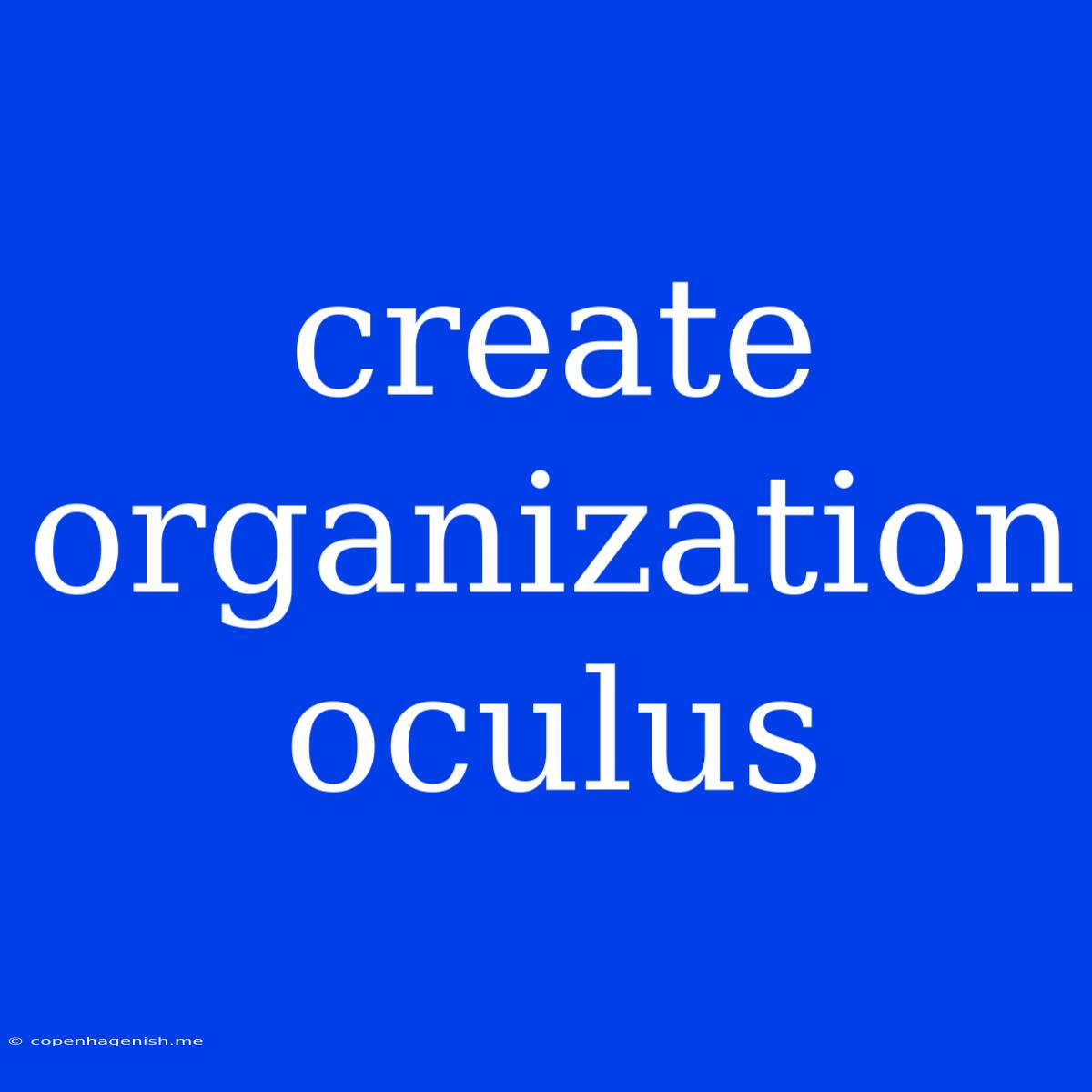 Create Organization Oculus