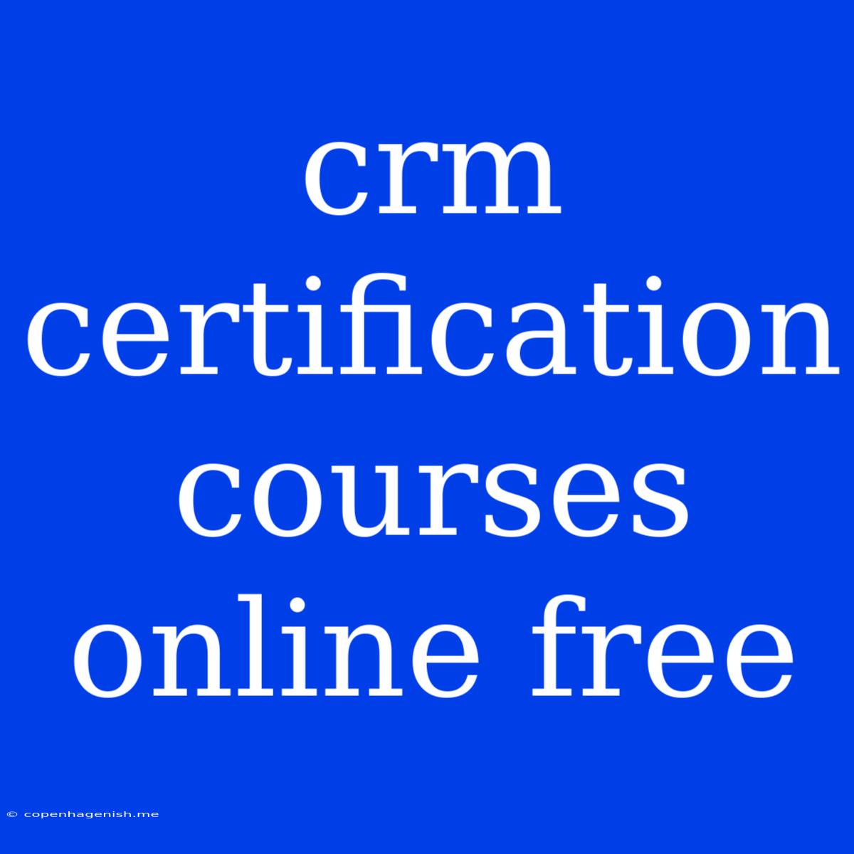 Crm Certification Courses Online Free