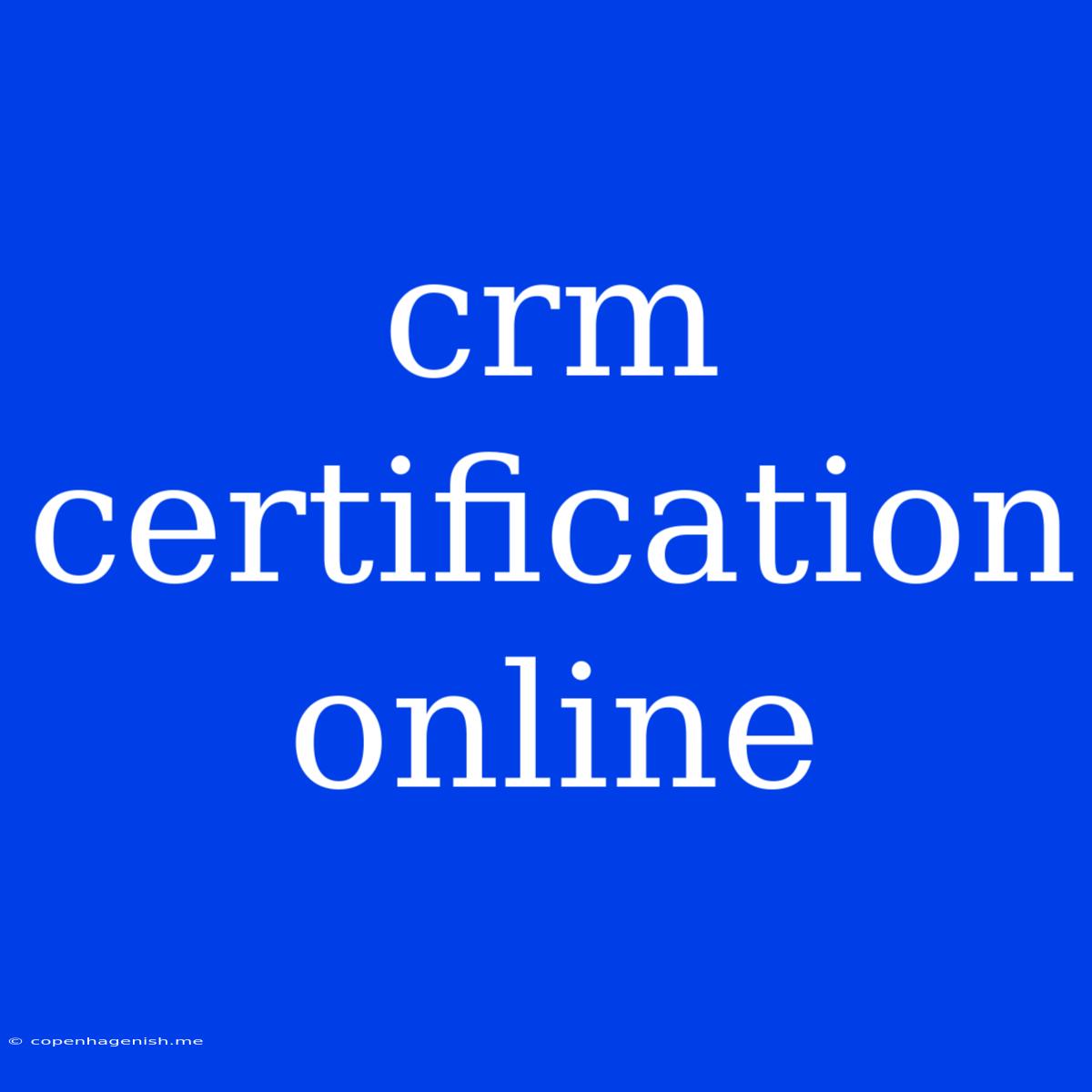 Crm Certification Online