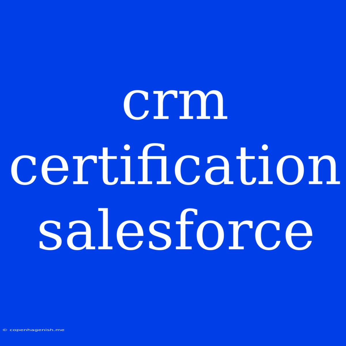 Crm Certification Salesforce