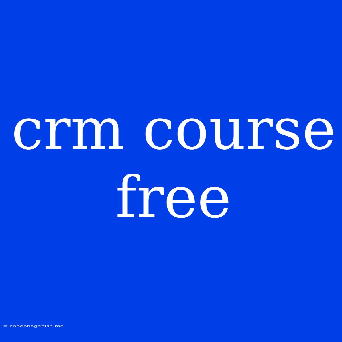 Crm Course Free