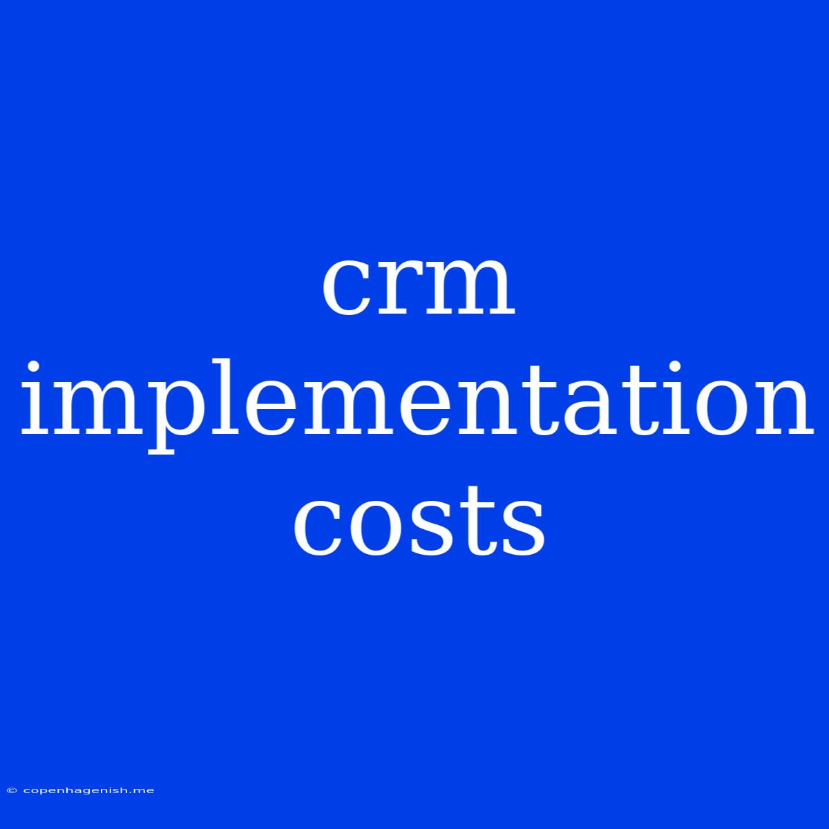 Crm Implementation Costs