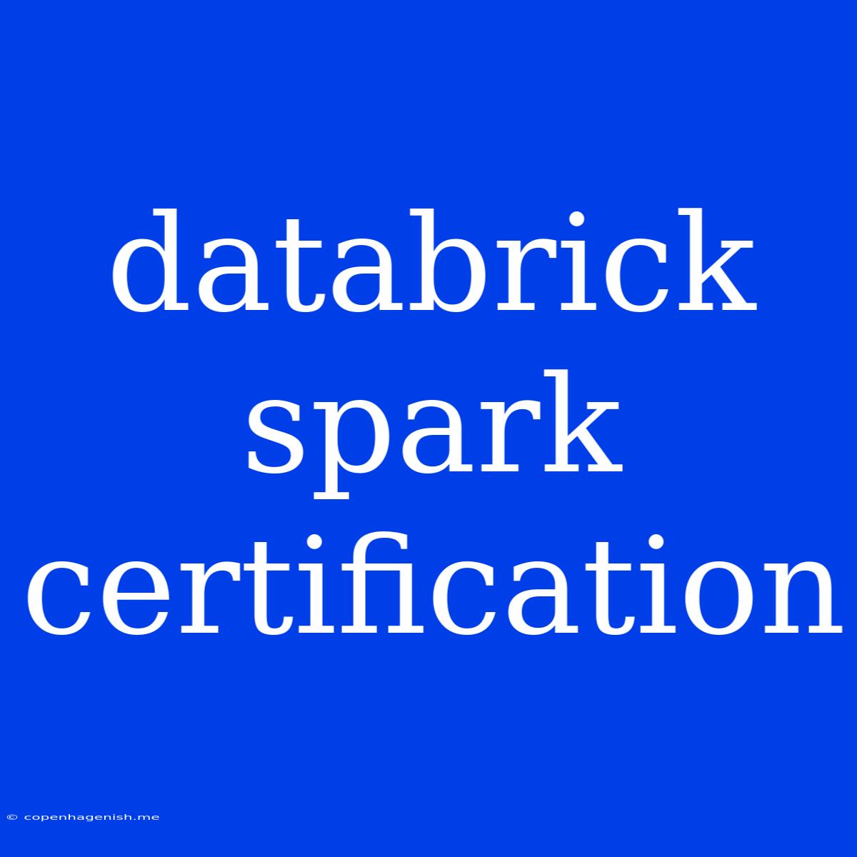 Databrick Spark Certification