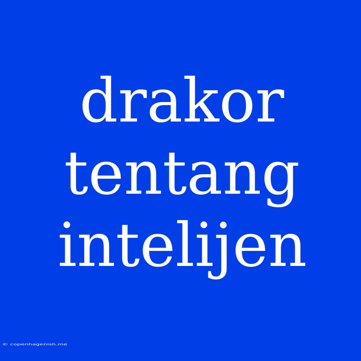 Drakor Tentang Intelijen