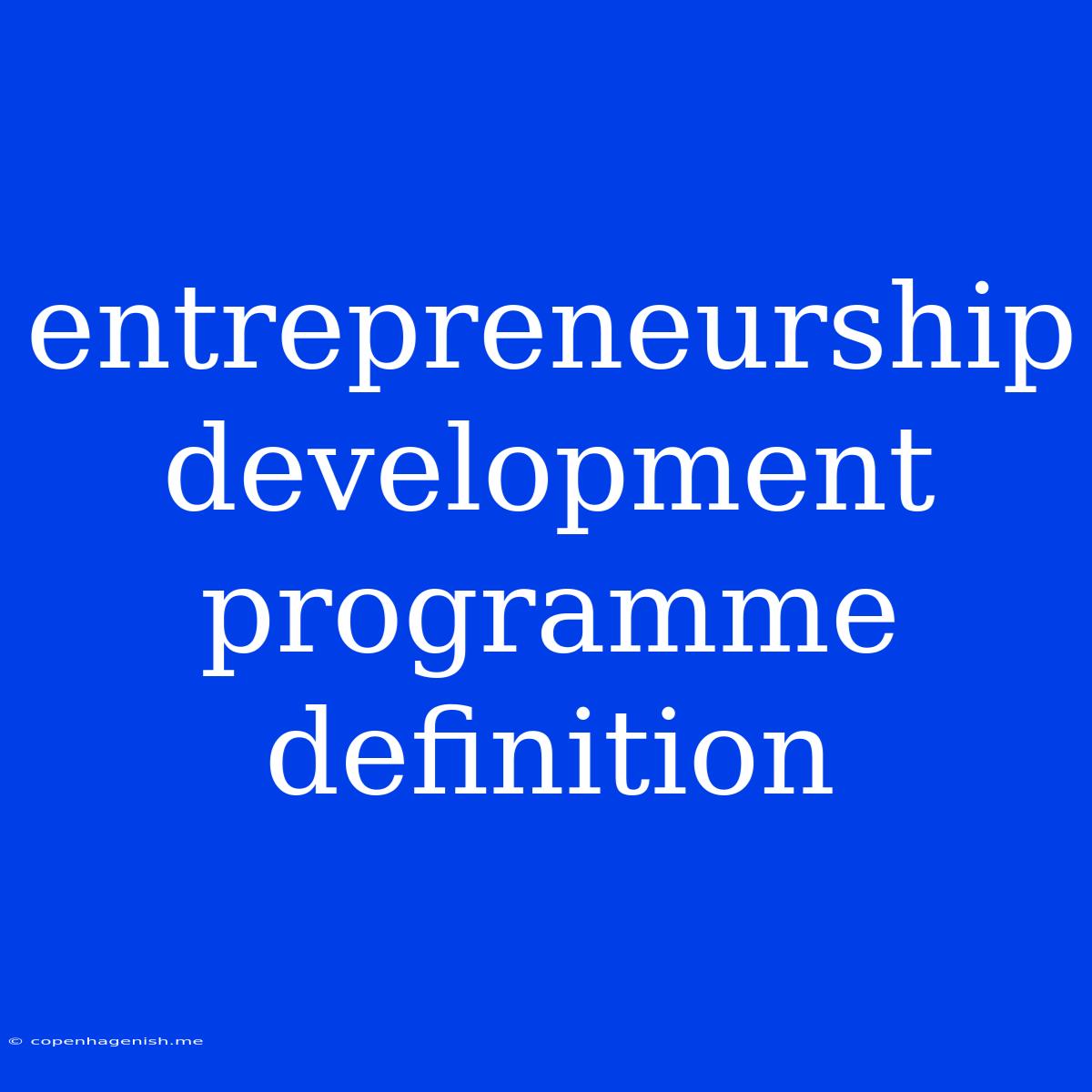 Entrepreneurship Development Programme Definition