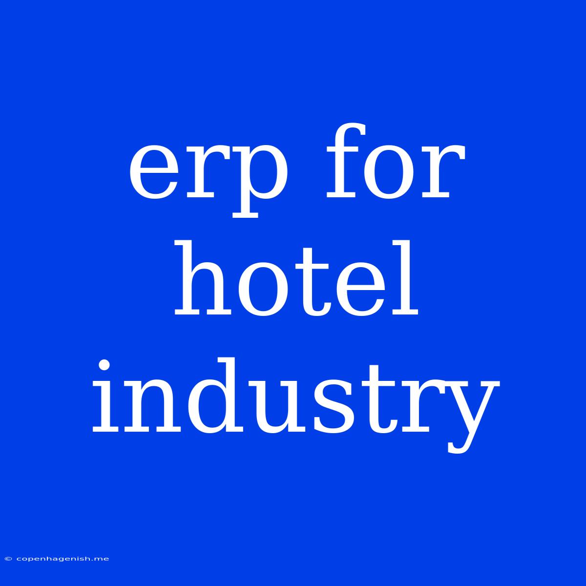 Erp For Hotel Industry