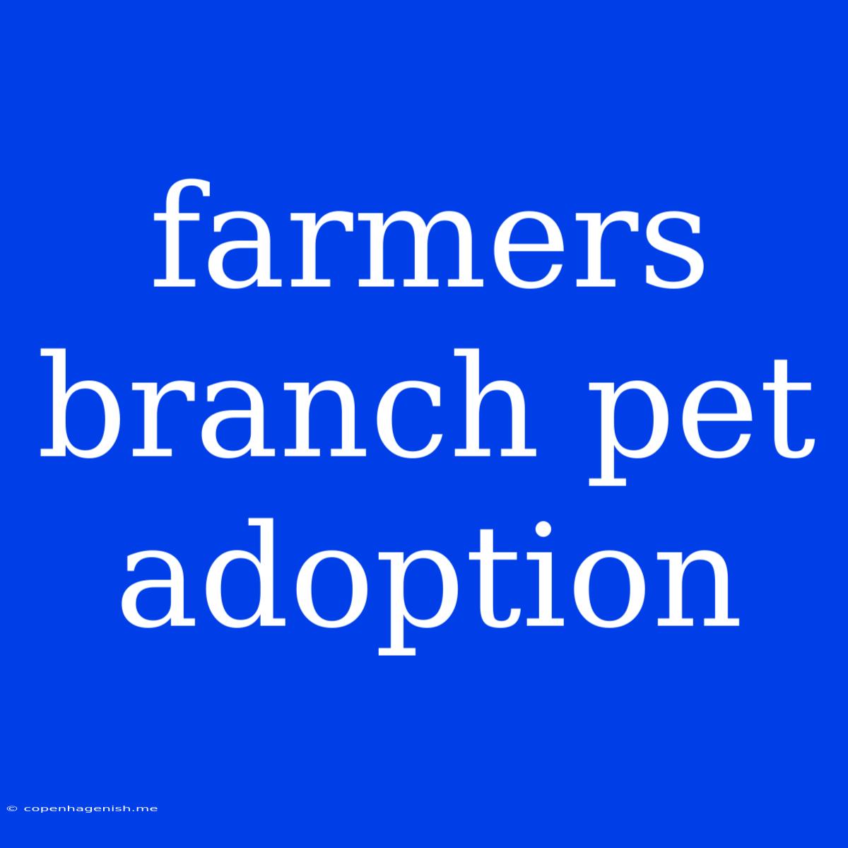 Farmers Branch Pet Adoption