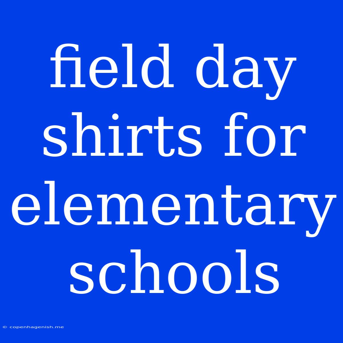 Field Day Shirts For Elementary Schools