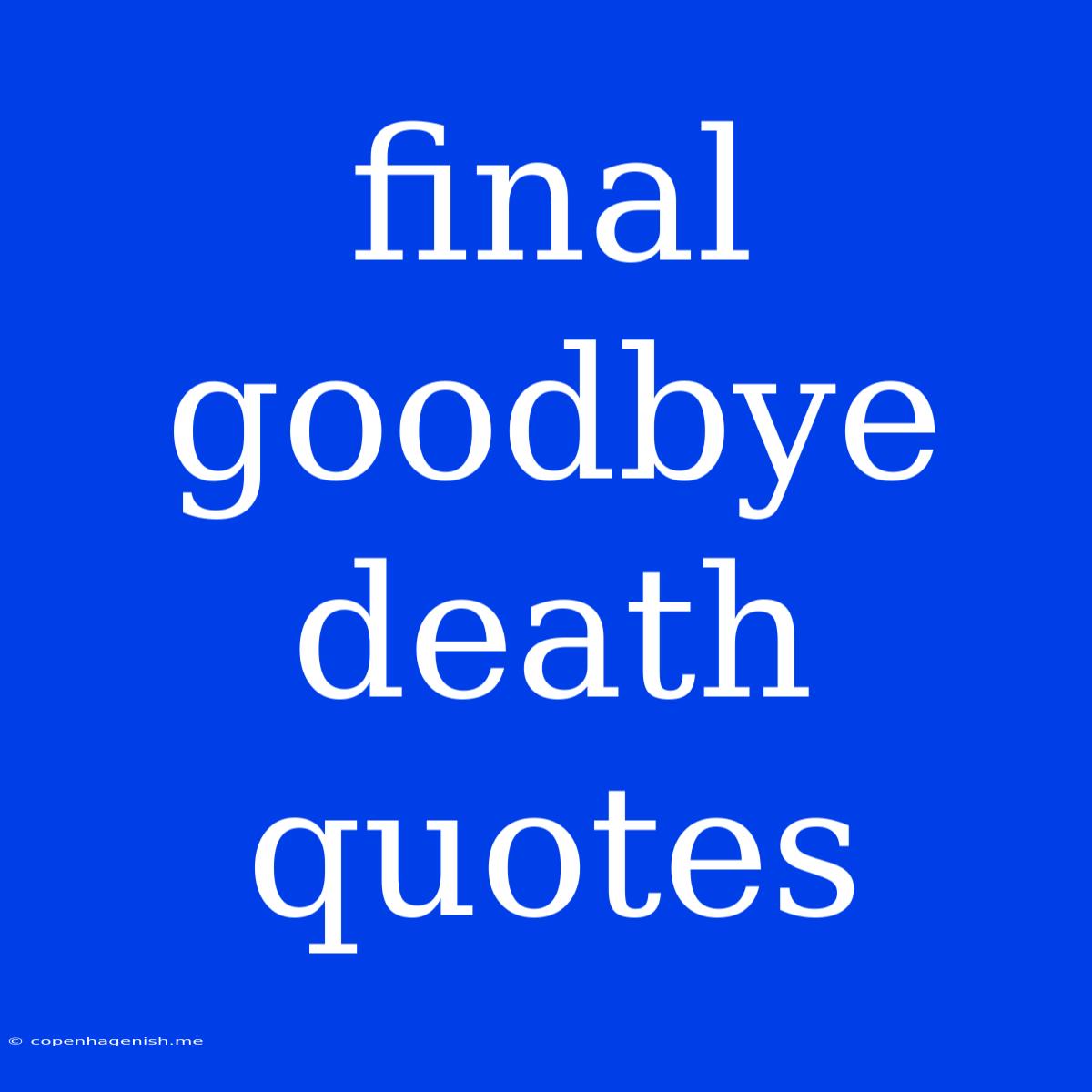 Final Goodbye Death Quotes