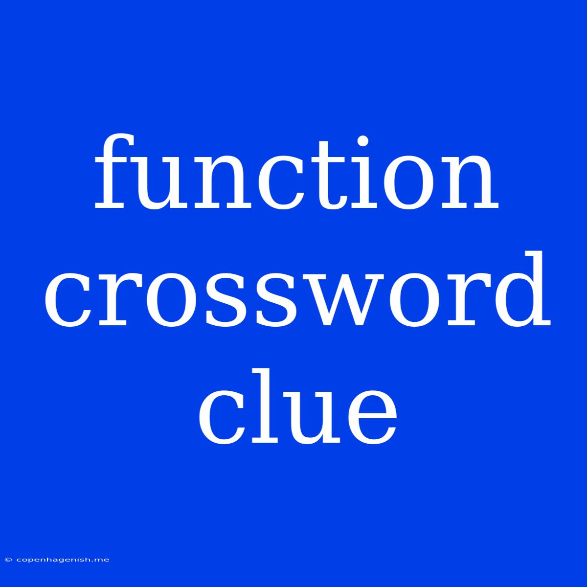 Function Crossword Clue