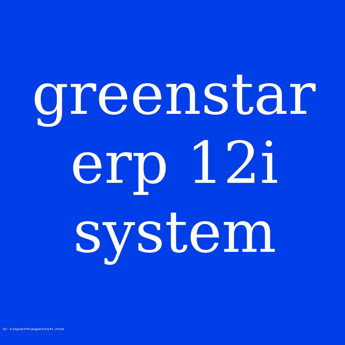 Greenstar Erp 12i System