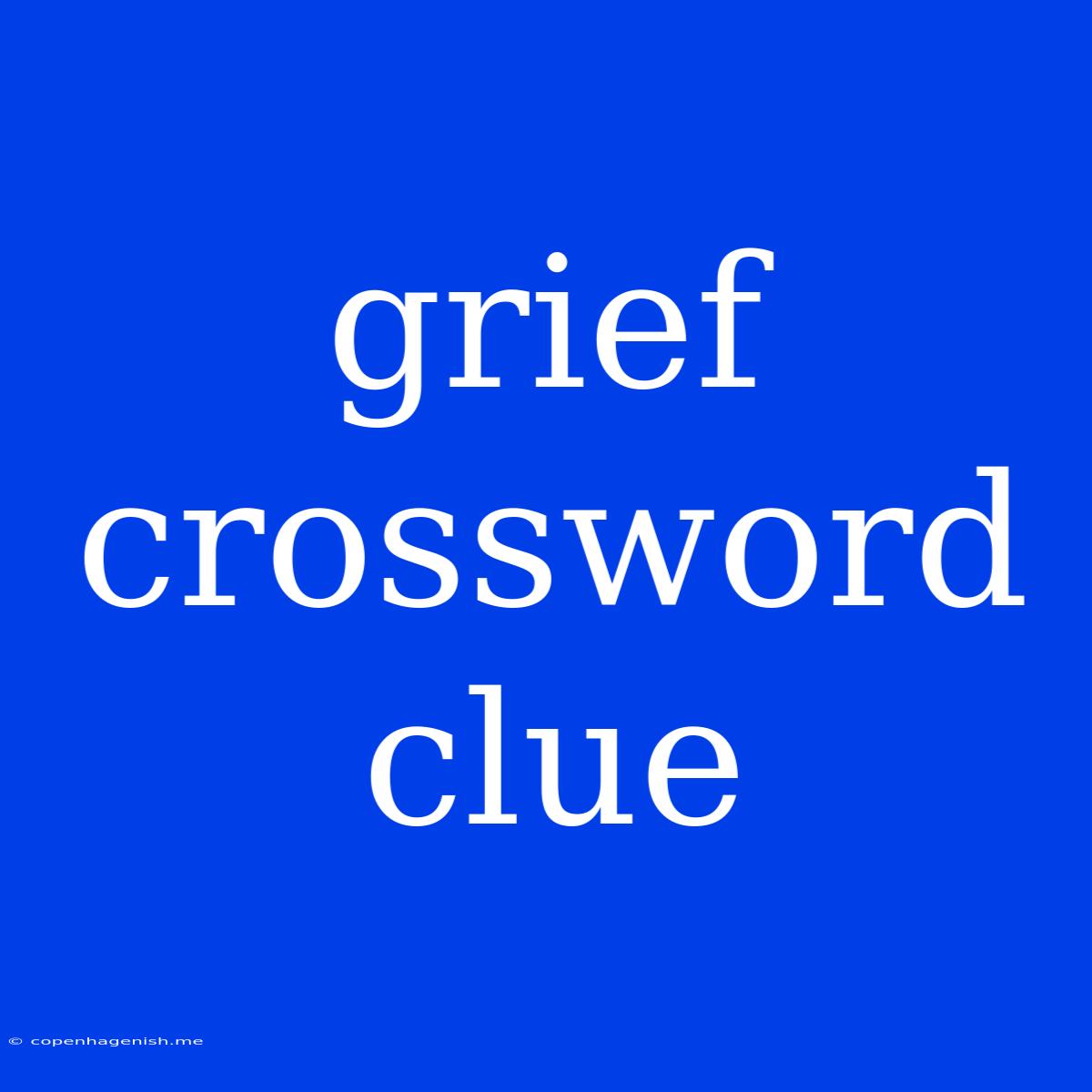 Grief Crossword Clue