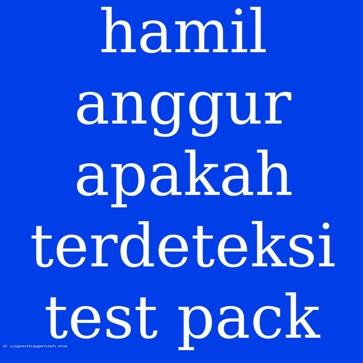 Hamil Anggur Apakah Terdeteksi Test Pack