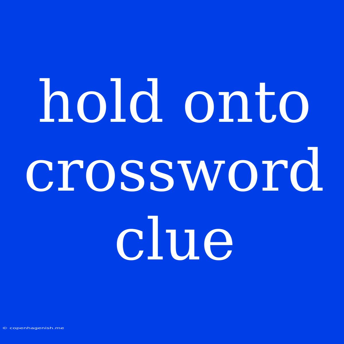 Hold Onto Crossword Clue