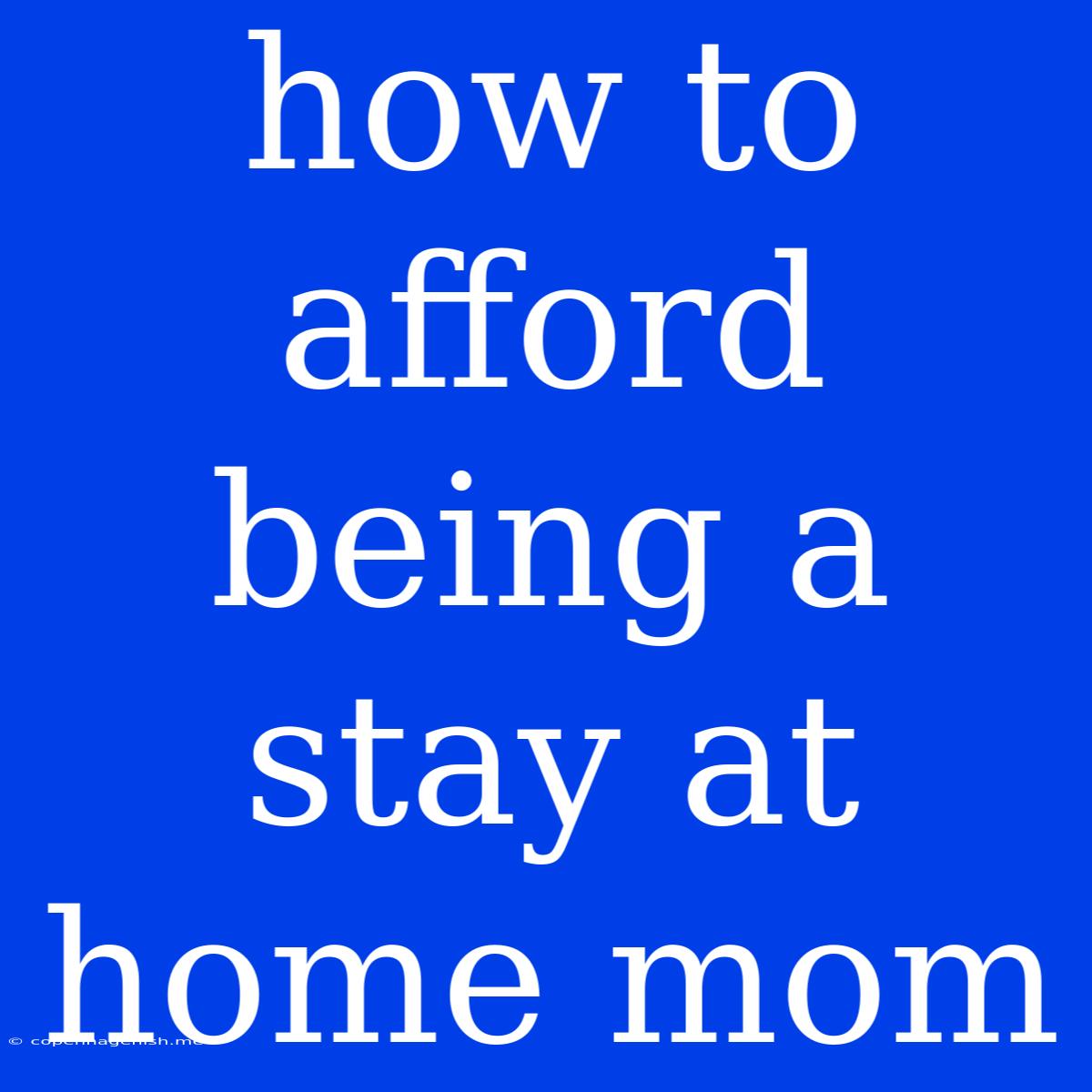 How To Afford Being A Stay At Home Mom