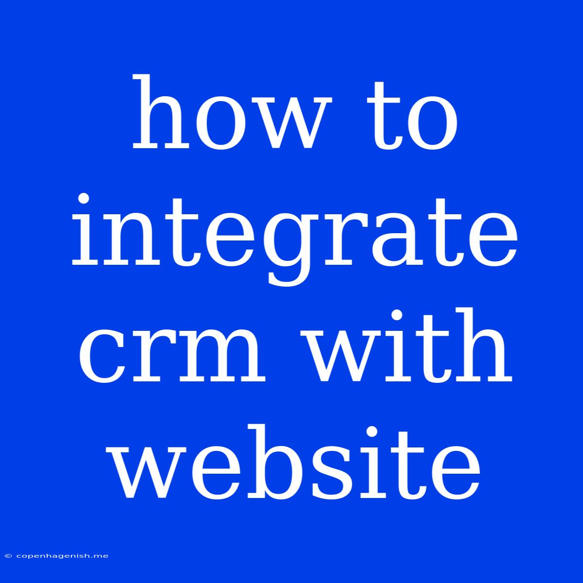 How To Integrate Crm With Website