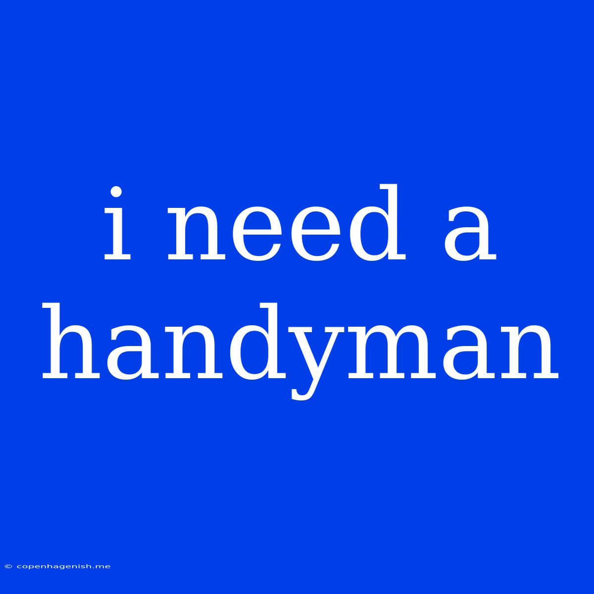 I Need A Handyman