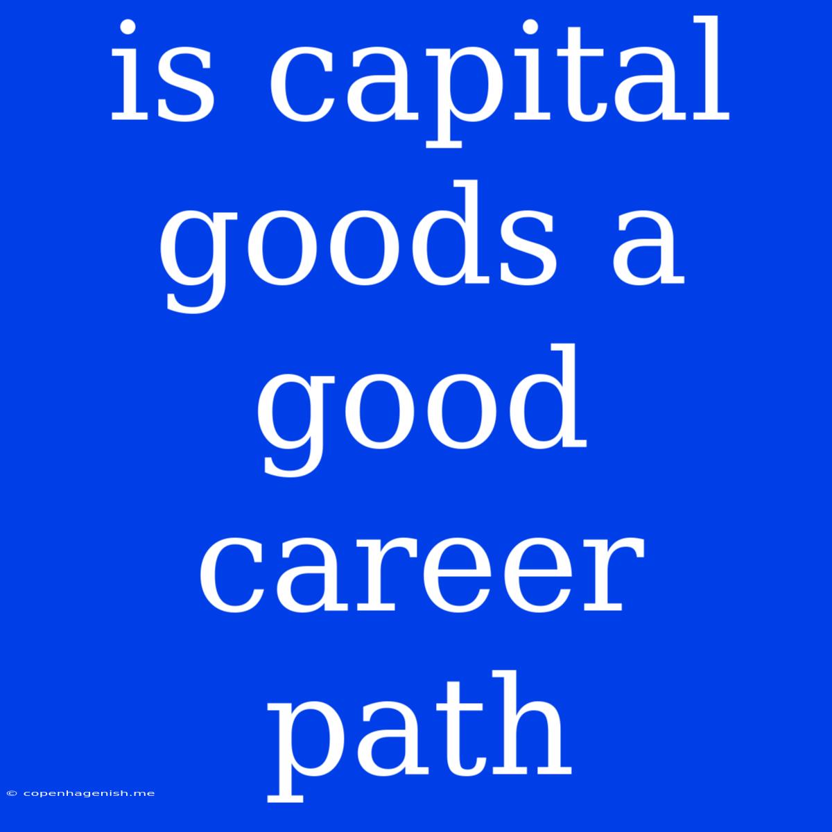 Is Capital Goods A Good Career Path