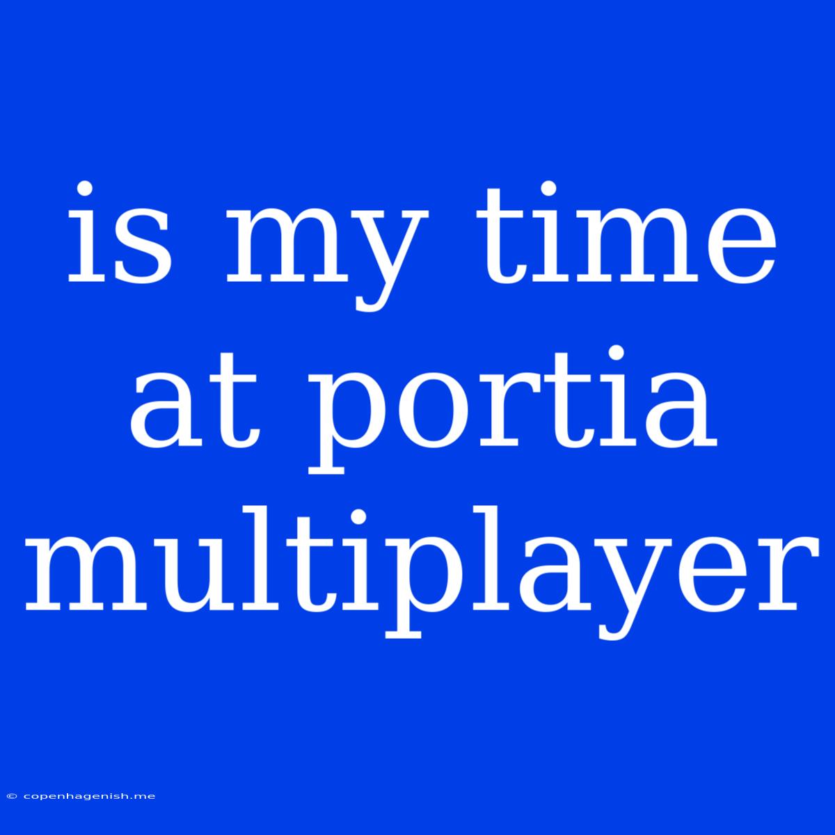 Is My Time At Portia Multiplayer