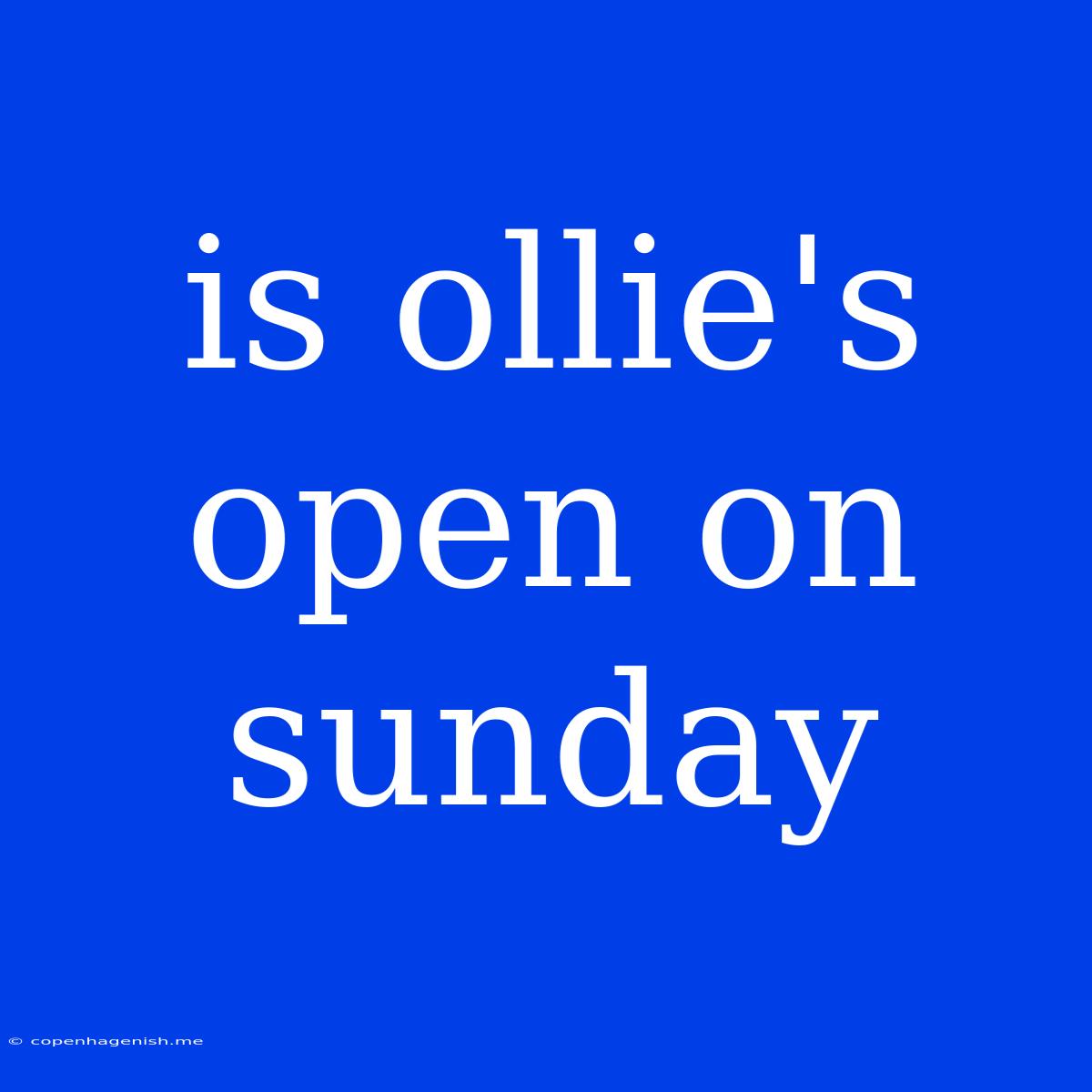 Is Ollie's Open On Sunday