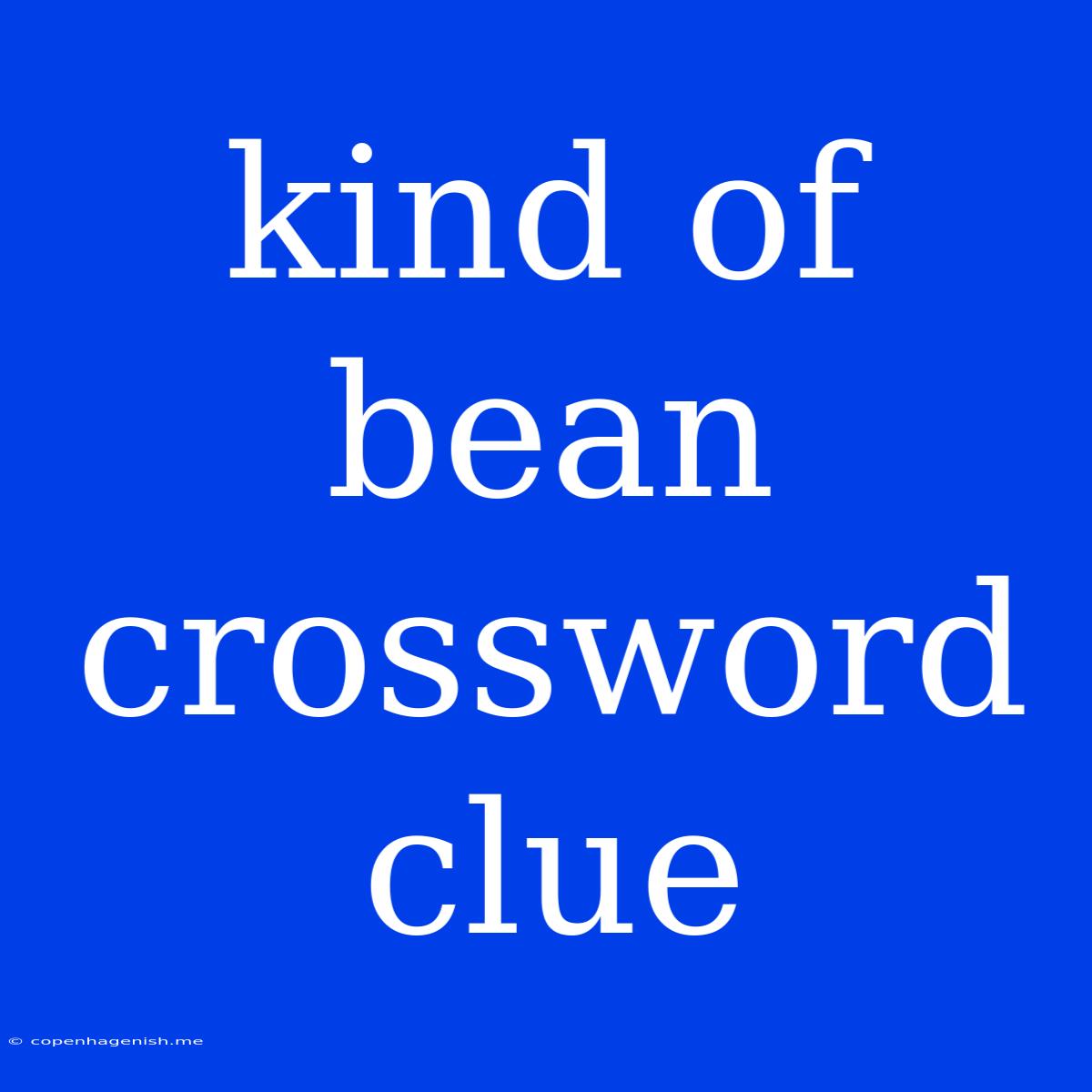 Kind Of Bean Crossword Clue