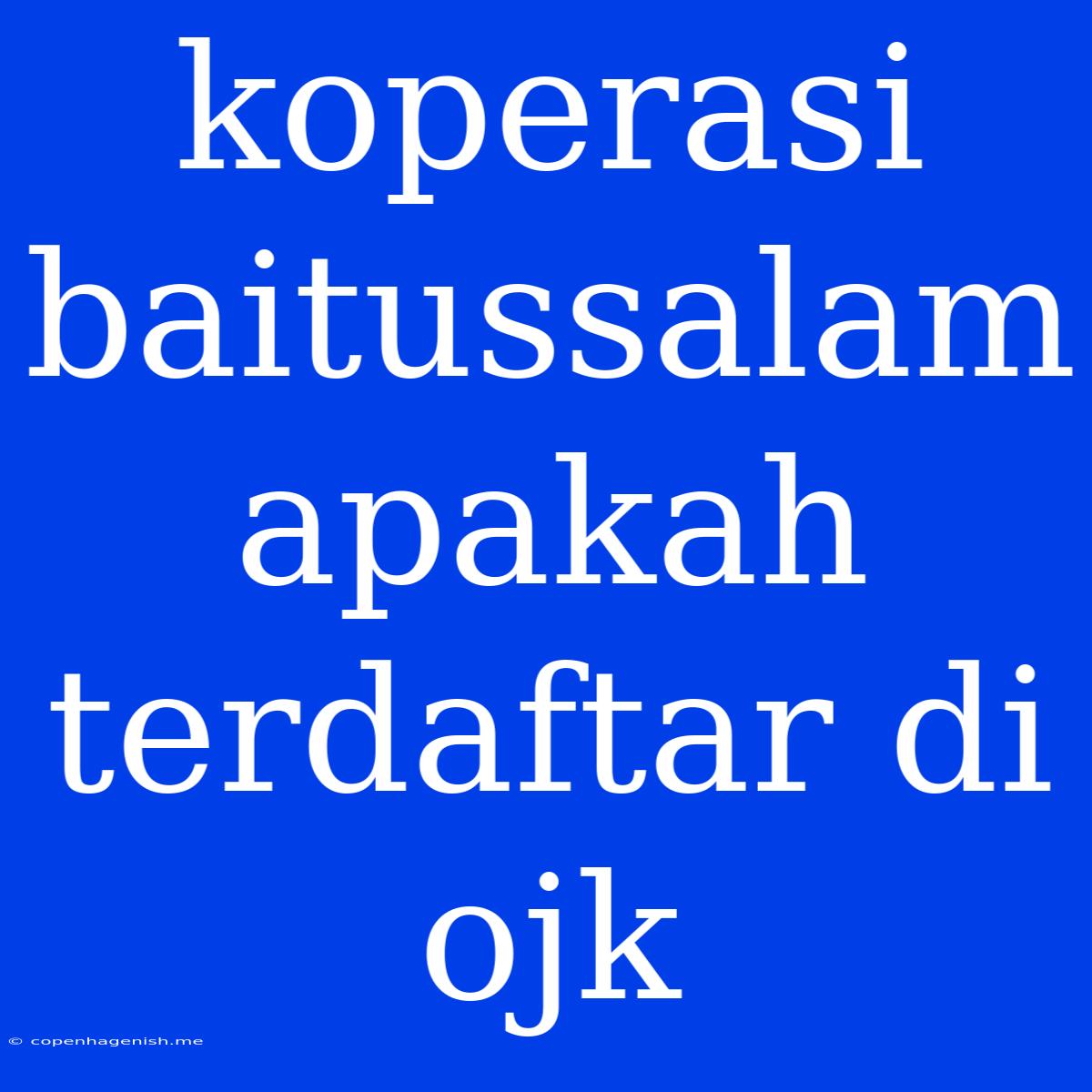 Koperasi Baitussalam Apakah Terdaftar Di Ojk