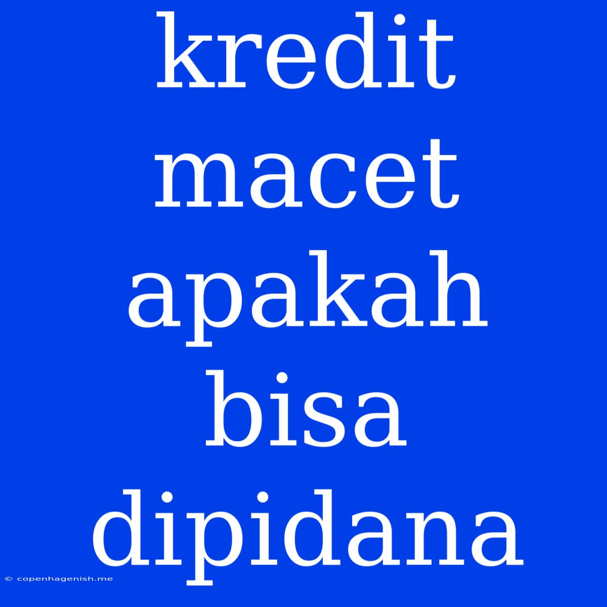 Kredit Macet Apakah Bisa Dipidana