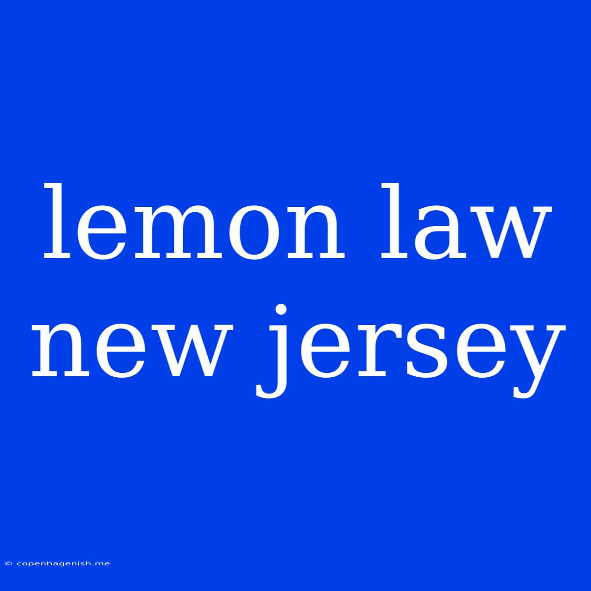 Lemon Law New Jersey