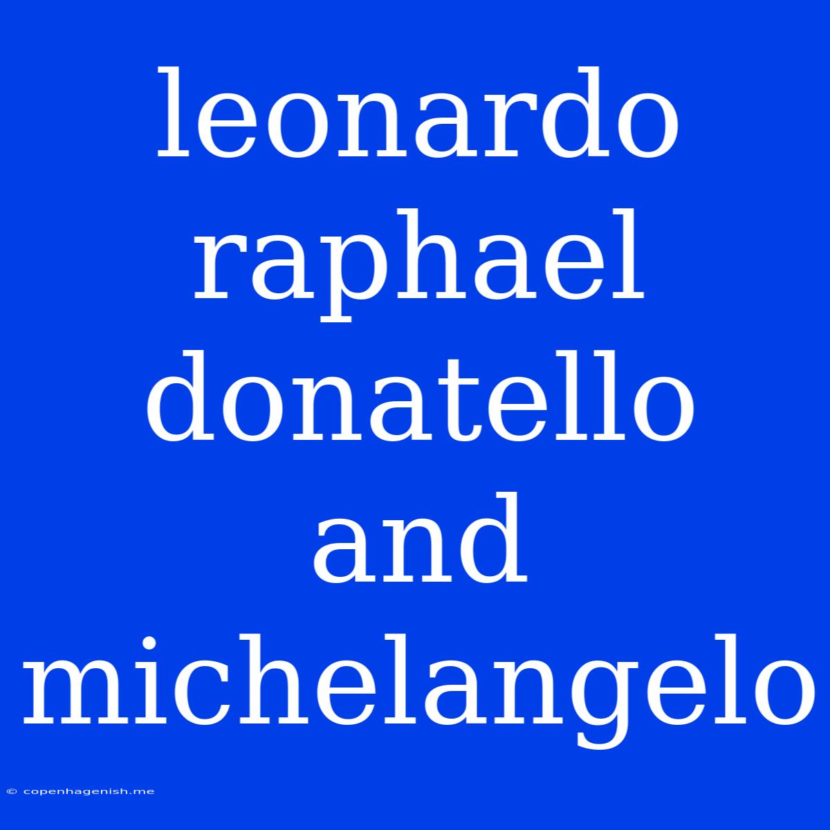 Leonardo Raphael Donatello And Michelangelo