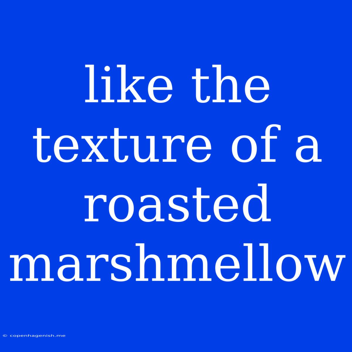 Like The Texture Of A Roasted Marshmellow