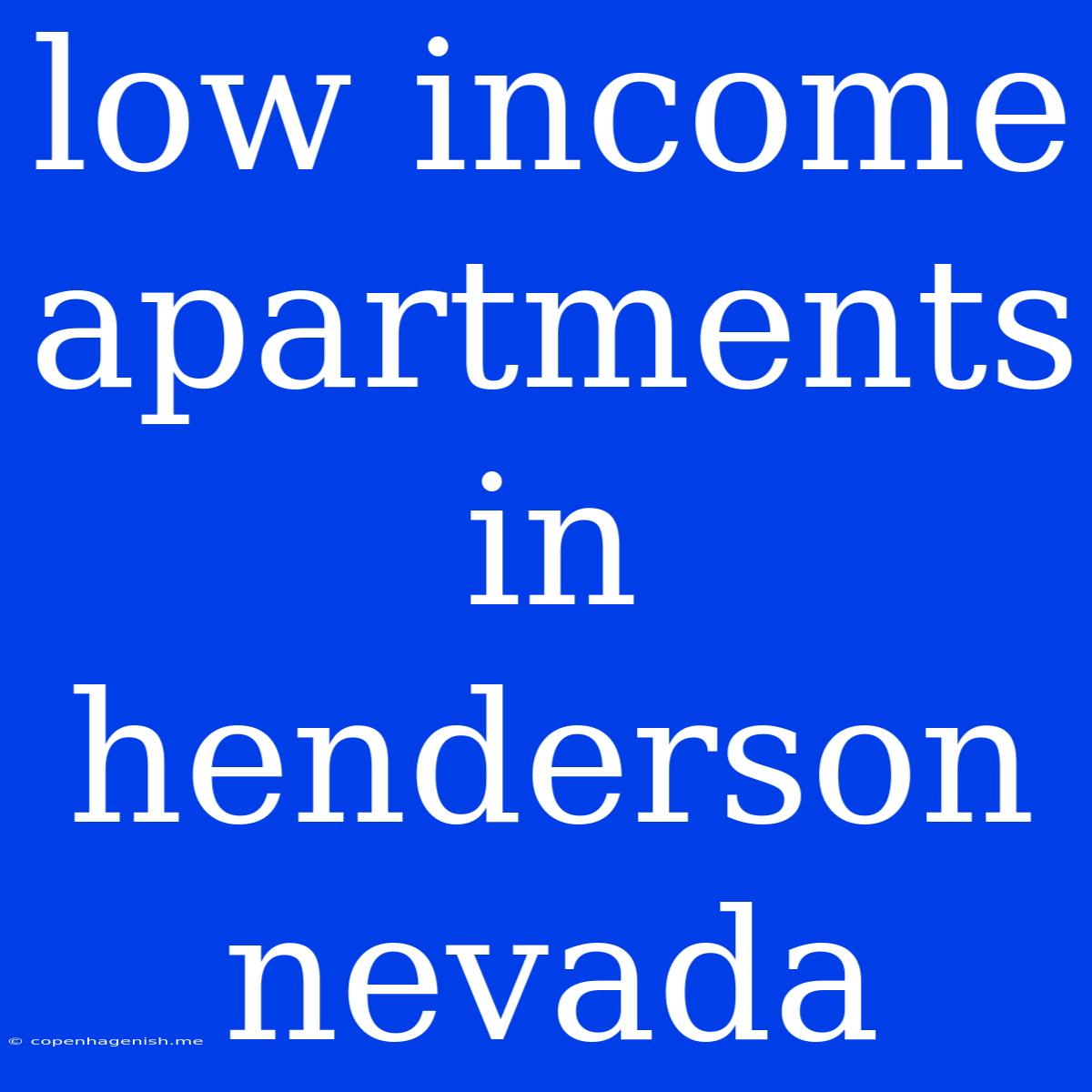 Low Income Apartments In Henderson Nevada