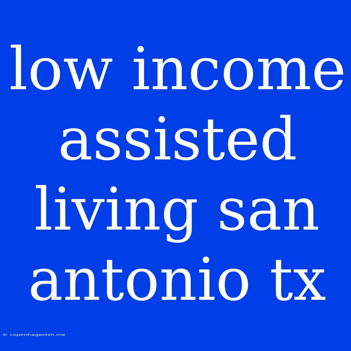 Low Income Assisted Living San Antonio Tx