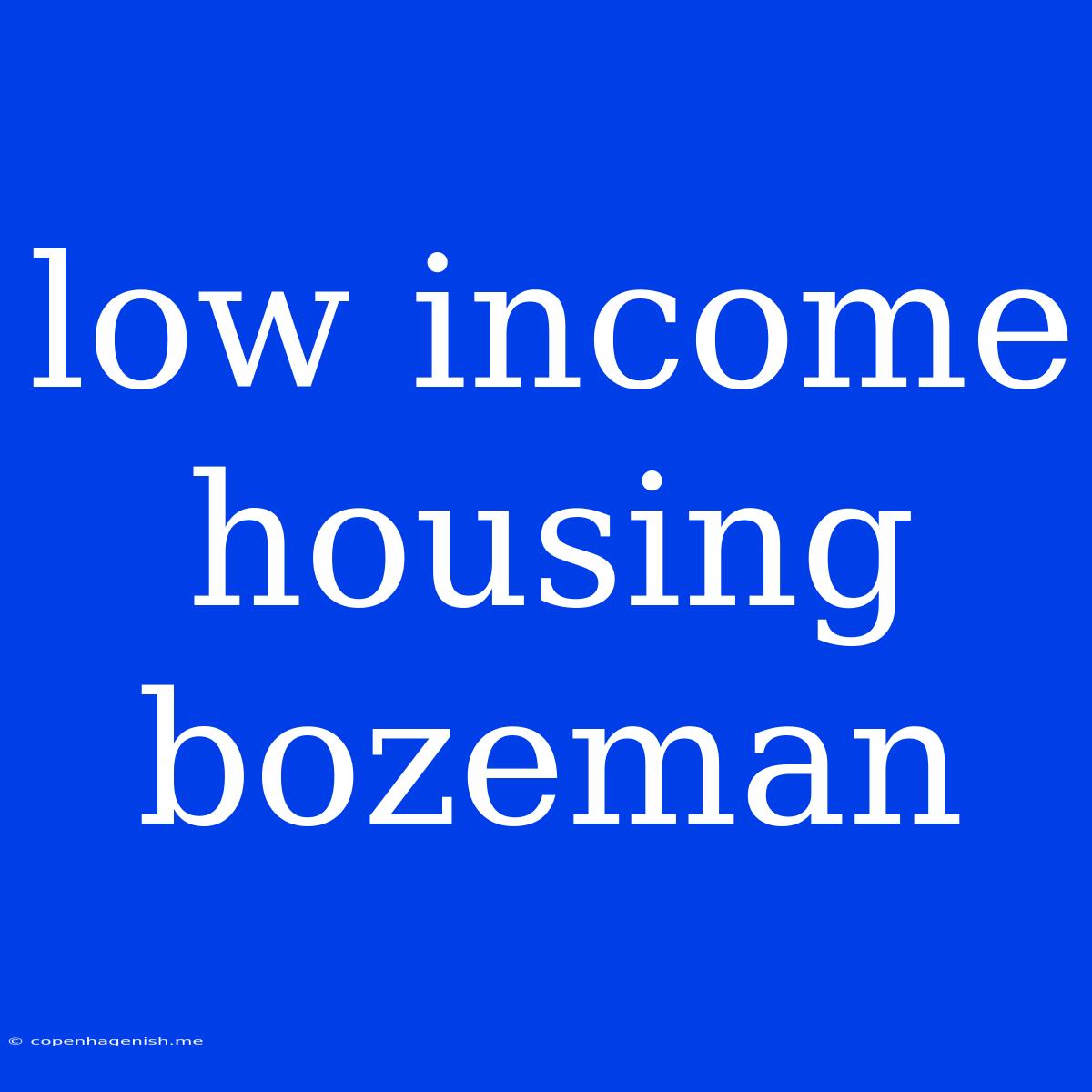 Low Income Housing Bozeman