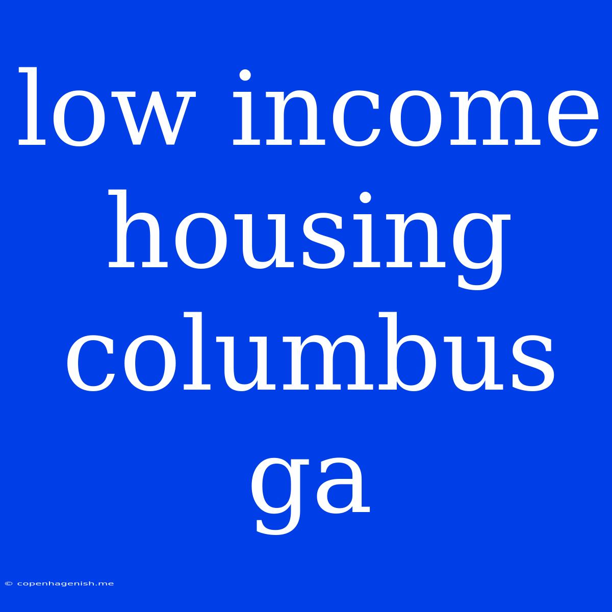 Low Income Housing Columbus Ga