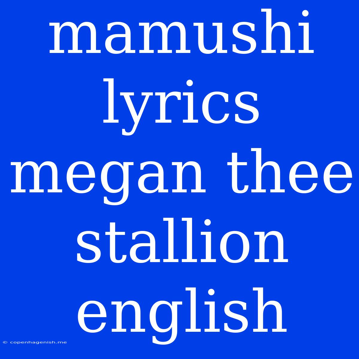 Mamushi Lyrics Megan Thee Stallion English