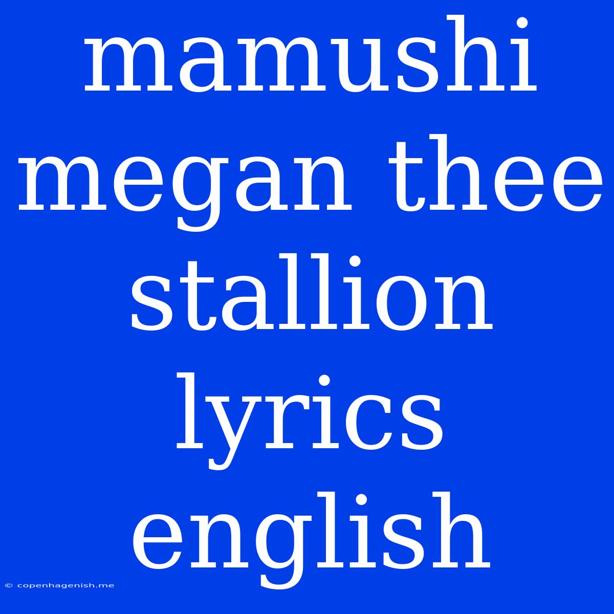 Mamushi Megan Thee Stallion Lyrics English