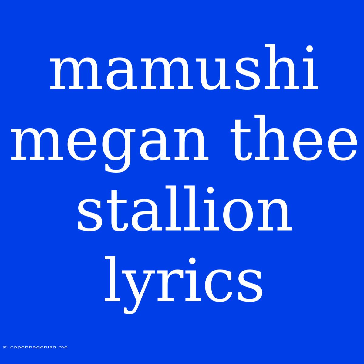 Mamushi Megan Thee Stallion Lyrics