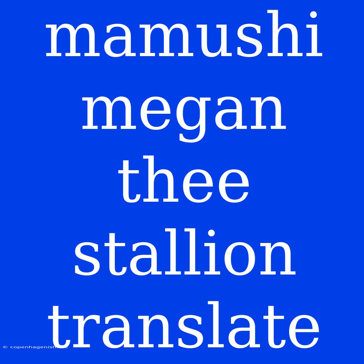 Mamushi Megan Thee Stallion Translate