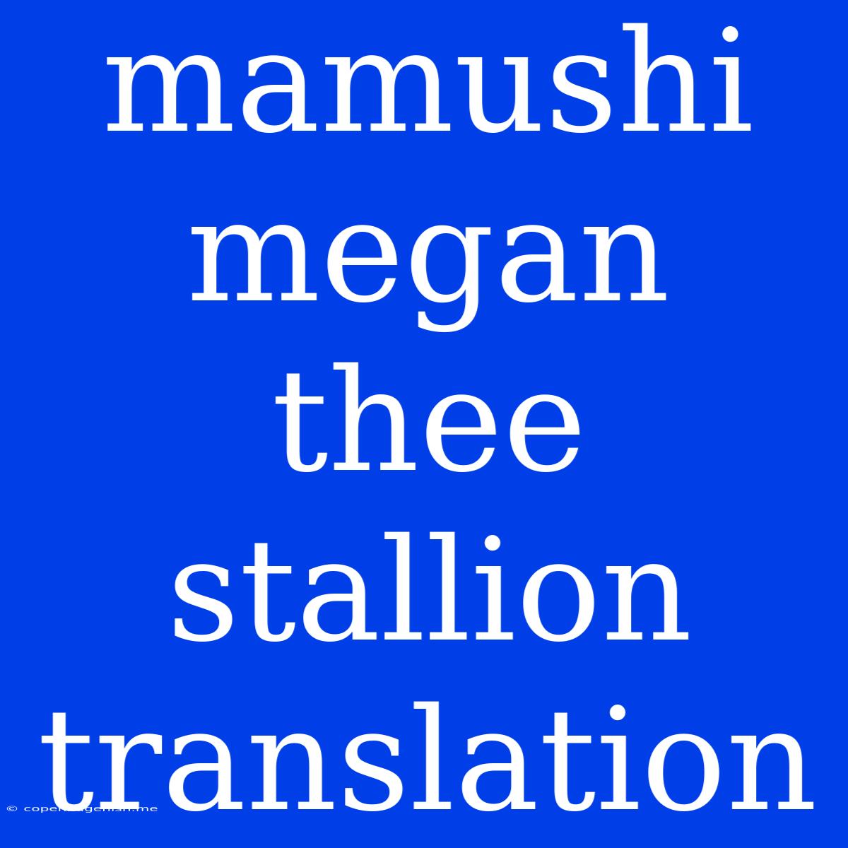 Mamushi Megan Thee Stallion Translation